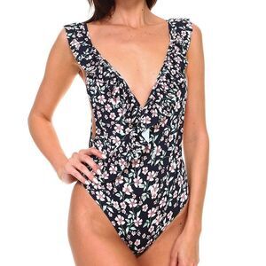 Envya swimwear black floral one piece